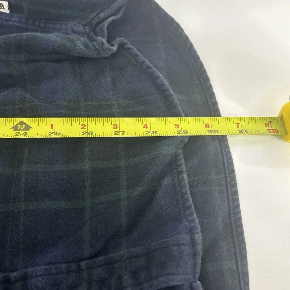 The North Face Blue Black Plaid Heavyweight Outdoor Flannel Shirt Men Sz Large
